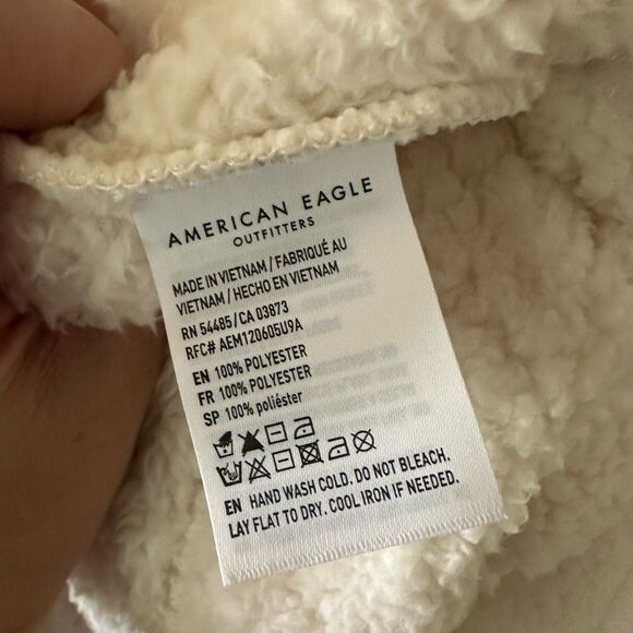 NWT American Eagle Sherpa Fleece Cinch Waist Hoodie Cream White Size XXL - Picture 5 of 7